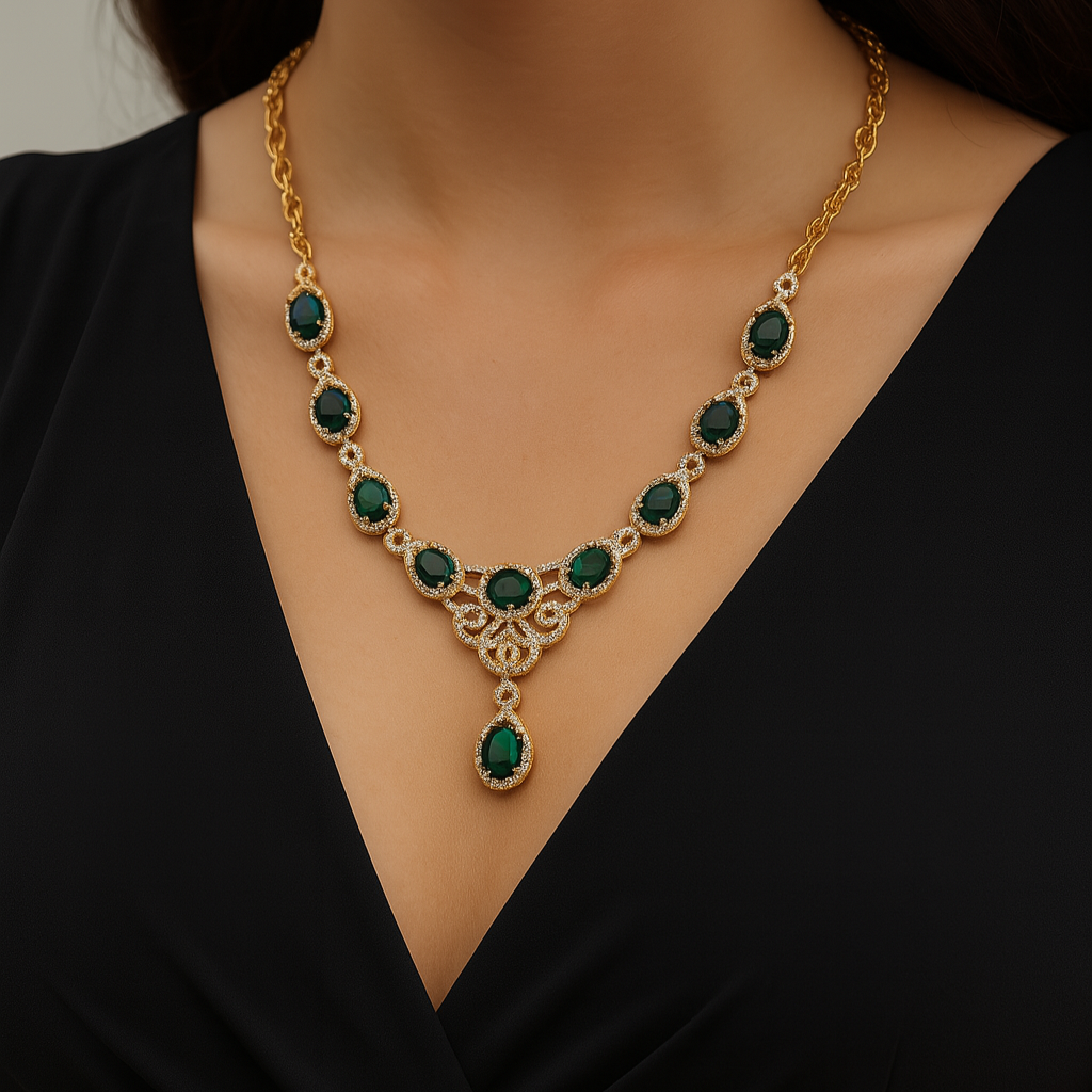 Zircon Necklace-251 (Green)