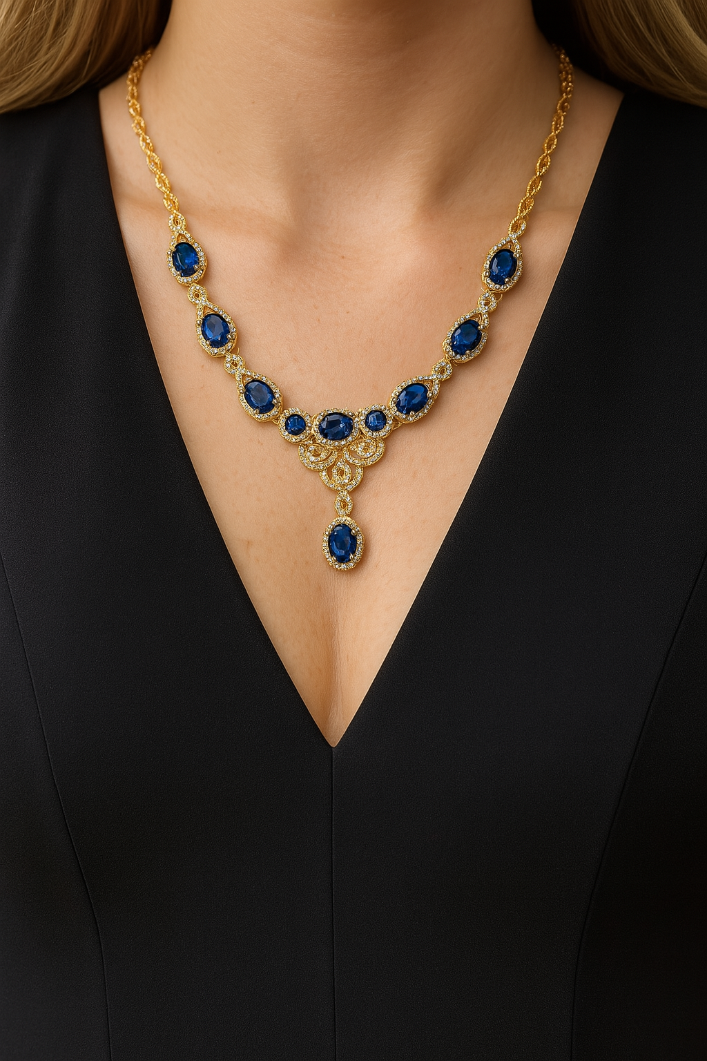 Zircon Necklace-251 (Sapphire)